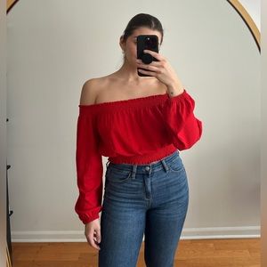 H&M Off the Shoulder Long Sleeve Crop Top